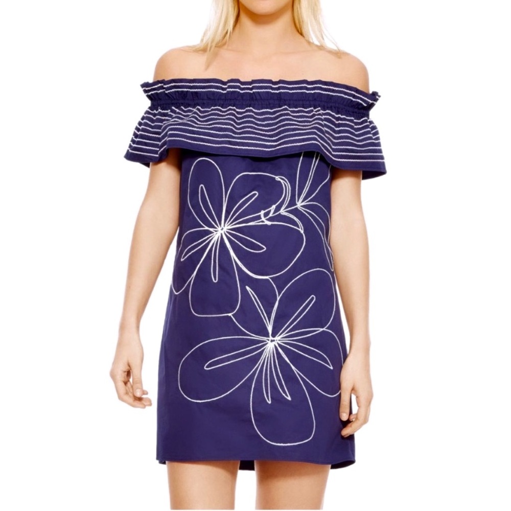Parker Jody Off Shoulder Dress Blue Horizon Dress Size XS